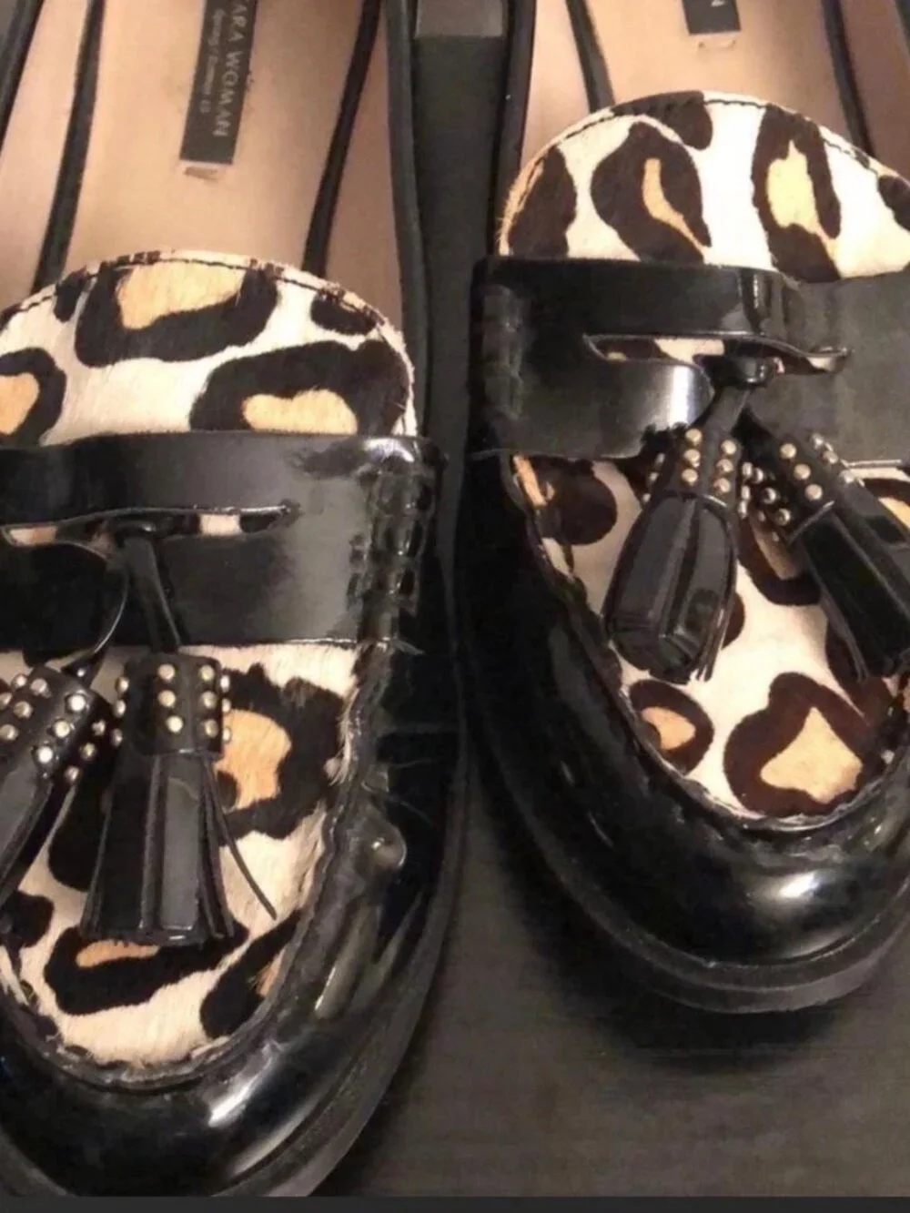 Zara Black Leather Loafer Flats EU 38